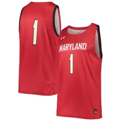 Men's Under Armour #1 Red Maryland Terrapins College Replica Basketball Jersey