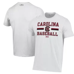 Men's Under Armour White South Carolina Gamecocks Baseball Stack Performance T-Shirt