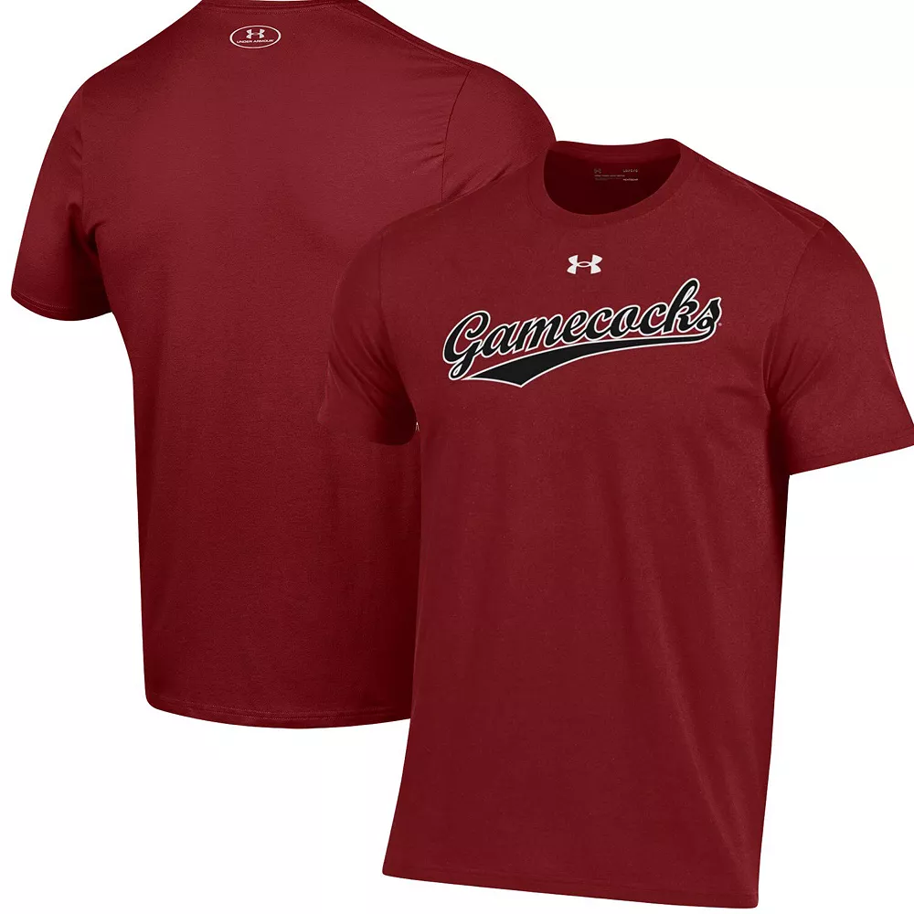 Men's Under Armour Garnet South Carolina Gamecocks Baseball Script Performance T-Shirt - Image 2