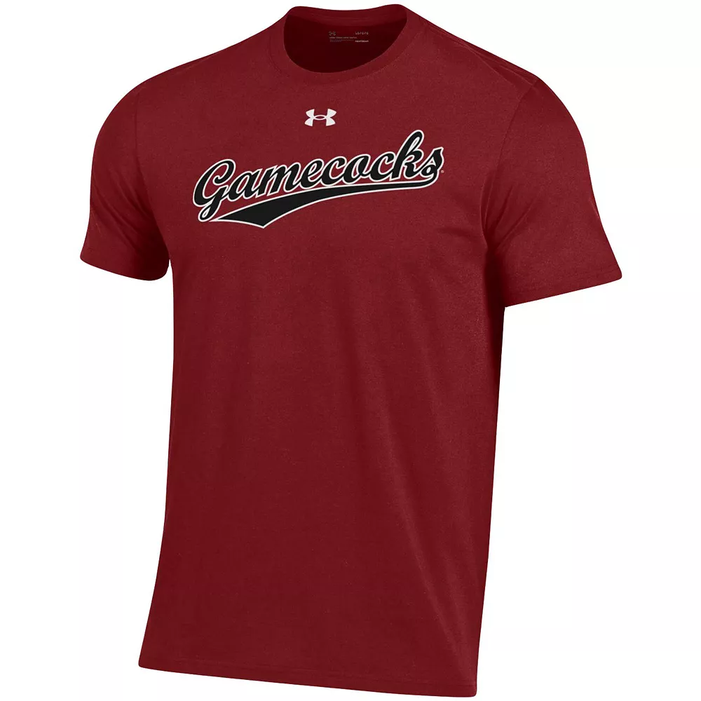 Men's Under Armour Garnet South Carolina Gamecocks Baseball Script Performance T-Shirt - Image 3