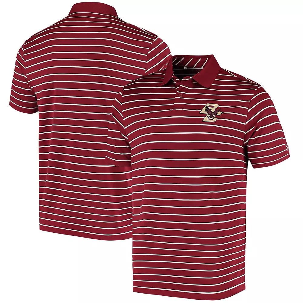 Men's Under Armour Maroon Boston College Eagles Wordmark Stripe Performance Polo