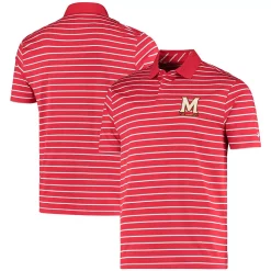Men's Under Armour Red Maryland Terrapins Wordmark Stripe Performance Polo
