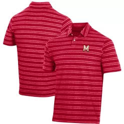 Men's Under Armour Red Maryland Terrapins Charged Cotton Stripe Tri-Blend Polo
