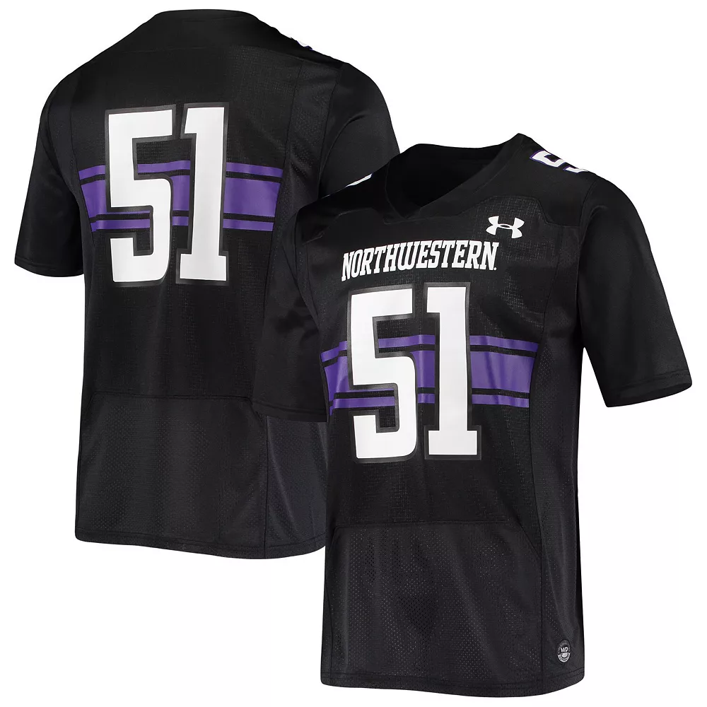Men's Under Armour #51 Black Northwestern Wildcats Logo Replica Football Jersey