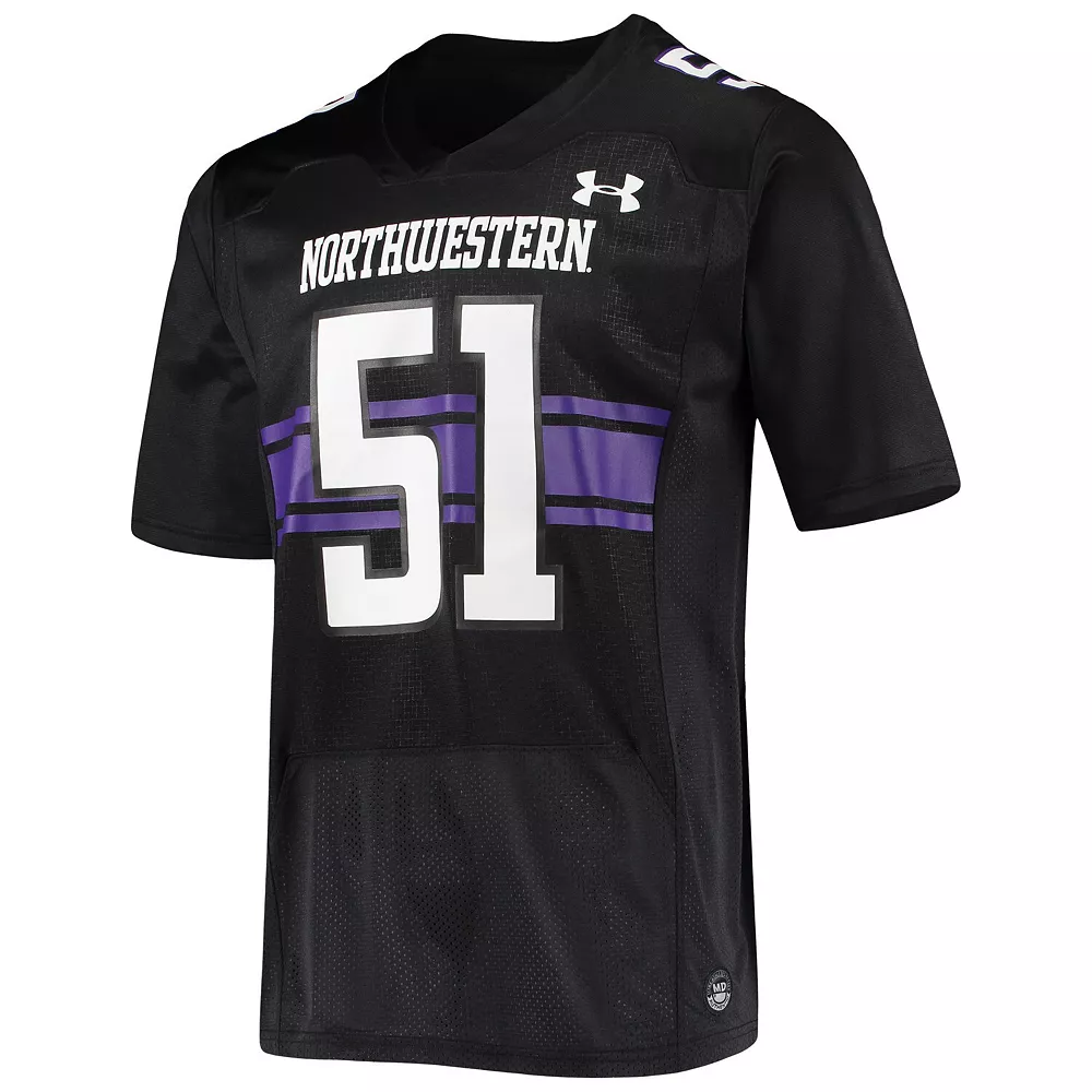 Men's Under Armour #51 Black Northwestern Wildcats Logo Replica Football Jersey - Image 2