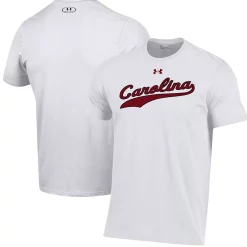 Men's Under Armour White South Carolina Gamecocks Baseball Script Performance T-Shirt