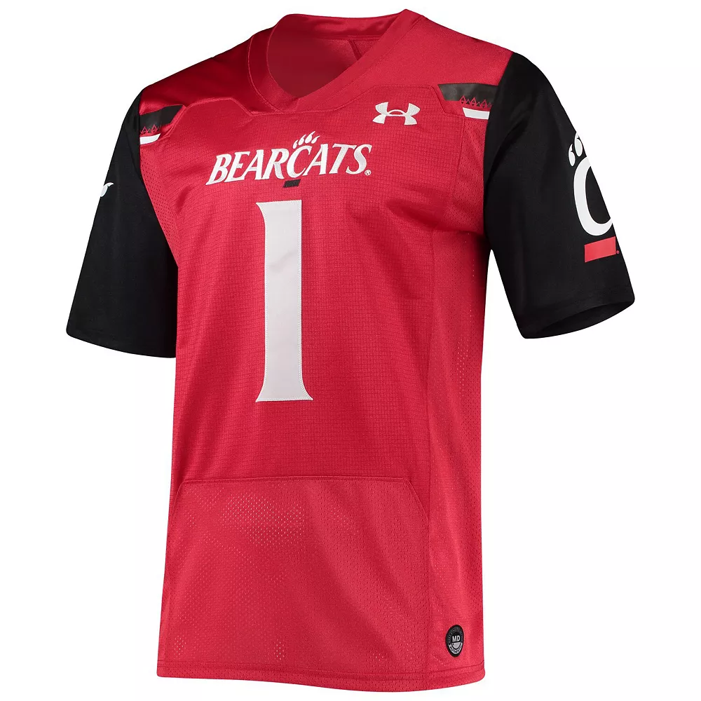 Men's Under Armour #1 Red Cincinnati Bearcats Team Premier Football Jersey - Image 3
