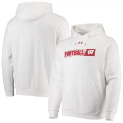Men's Under Armour White Wisconsin Badgers 2021 Sideline Football All-Day Raglan Pullover Hoodie