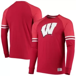 Men's Under Armour Red Wisconsin Badgers Game Day Sleeve Stripe Raglan Long Sleeve T-Shirt
