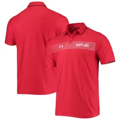 Men's Under Armour Red Maryland Terrapins Sideline Chest Stripe Performance Polo