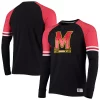 Men's Under Armour Black/Red Maryland Terrapins Game Day Sleeve Stripe Raglan Long Sleeve T-Shirt