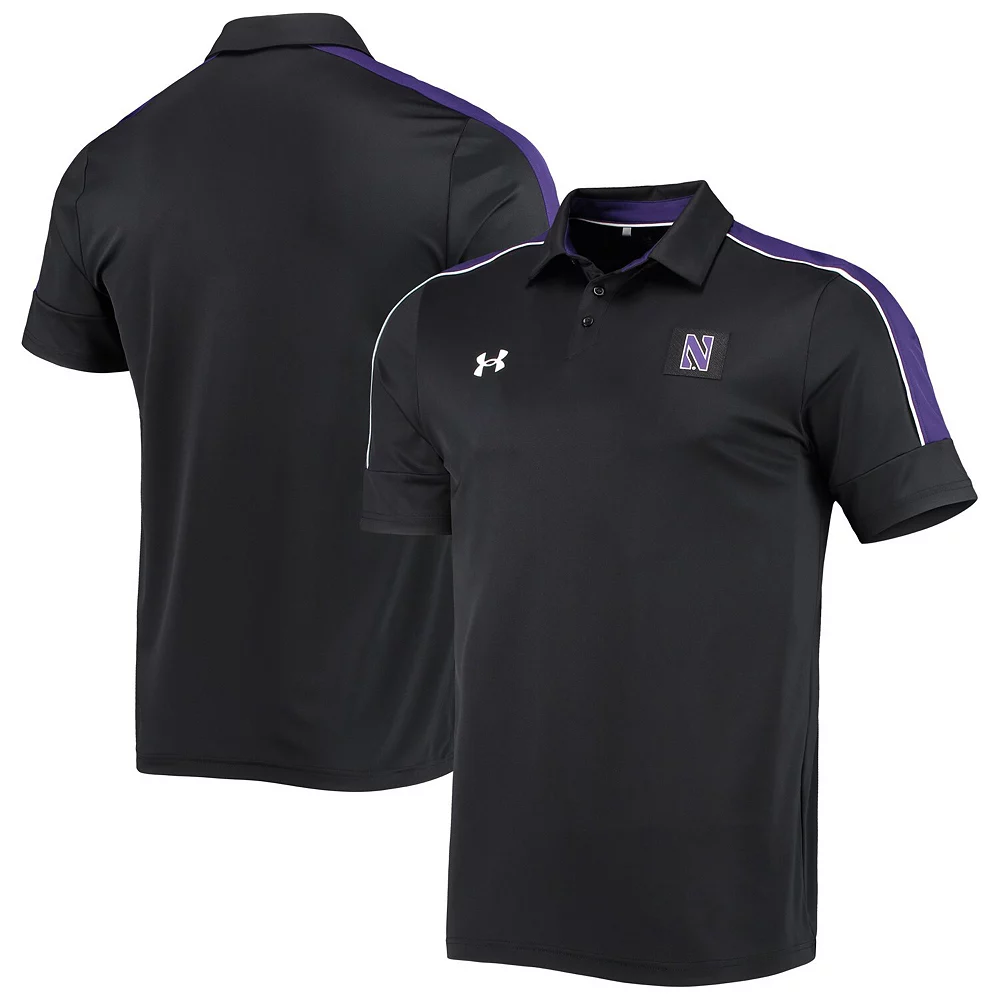 Men's Under Armour Black Northwestern Wildcats Sideline Recruit Performance Polo - Image 2