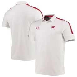 Men's Under Armour White Wisconsin Badgers Sideline Recruit Performance Polo