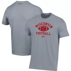 Men's Under Armour Gray Wisconsin Badgers Football Practice T-Shirt