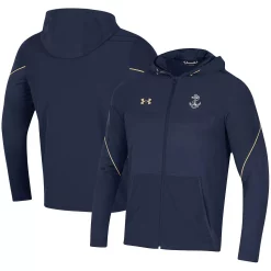 Men's Under Armour Navy Navy Midshipmen 2021 Sideline Warm-Up Full-Zip Hoodie