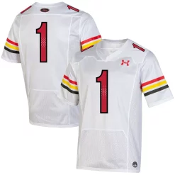 Men's Under Armour #1 White Maryland Terrapins Throwback Special Game Jersey