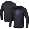 Men's Under Armour Black Northwestern Wildcats Logo Stripe Performance Raglan Long Sleeve T-Shirt