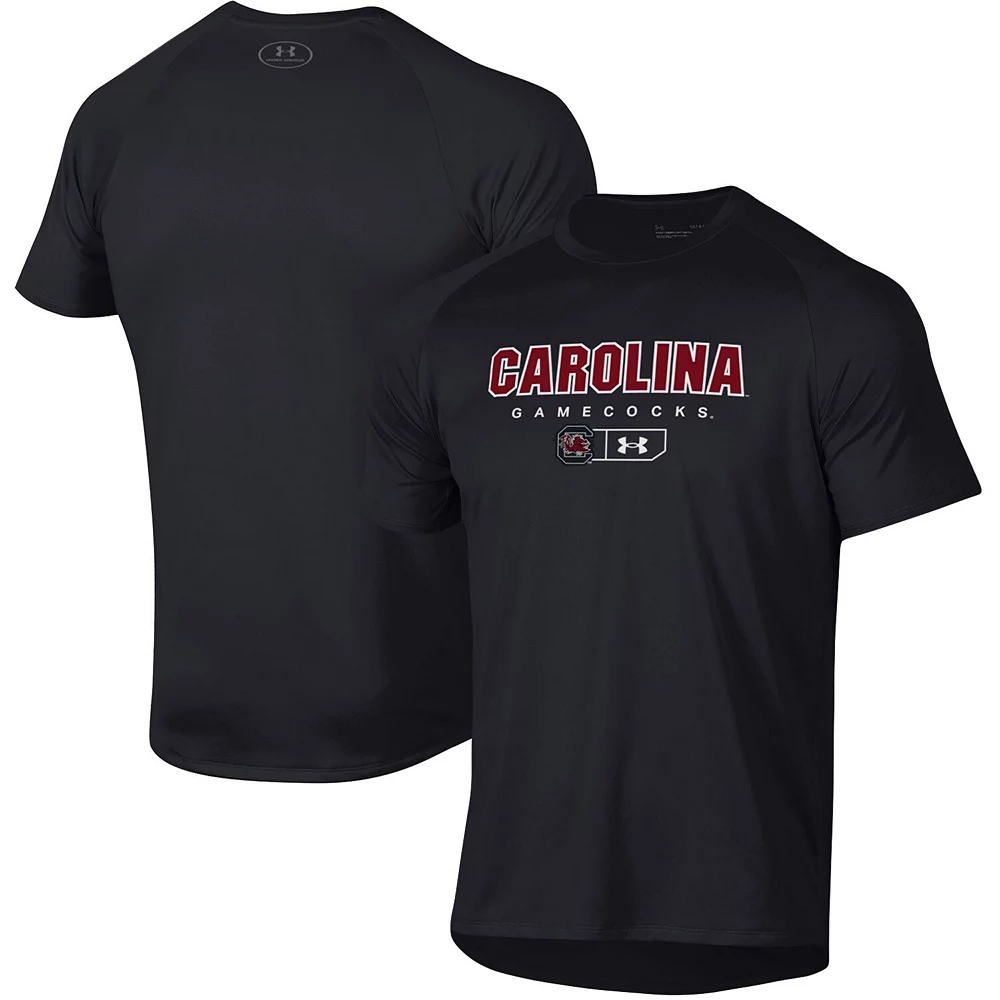 Men's Under Armour Black South Carolina Gamecocks Lockup Tech Raglan T-Shirt - Image 2