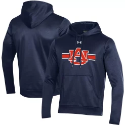 Men's Under Armour Navy Auburn Tigers Logo Stripe Fleece Pullover Hoodie