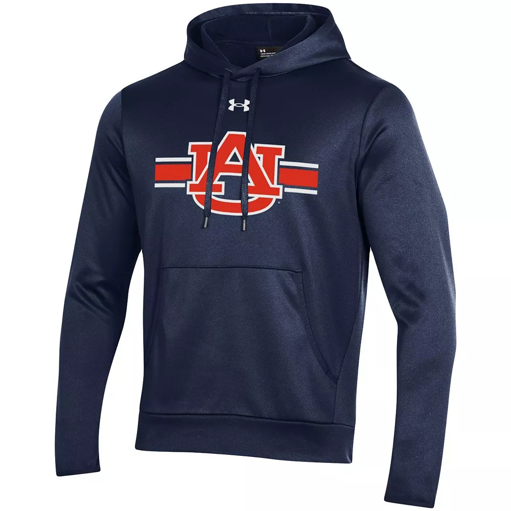 Men's Under Armour Navy Auburn Tigers Logo Stripe Fleece Pullover Hoodie - Image 3