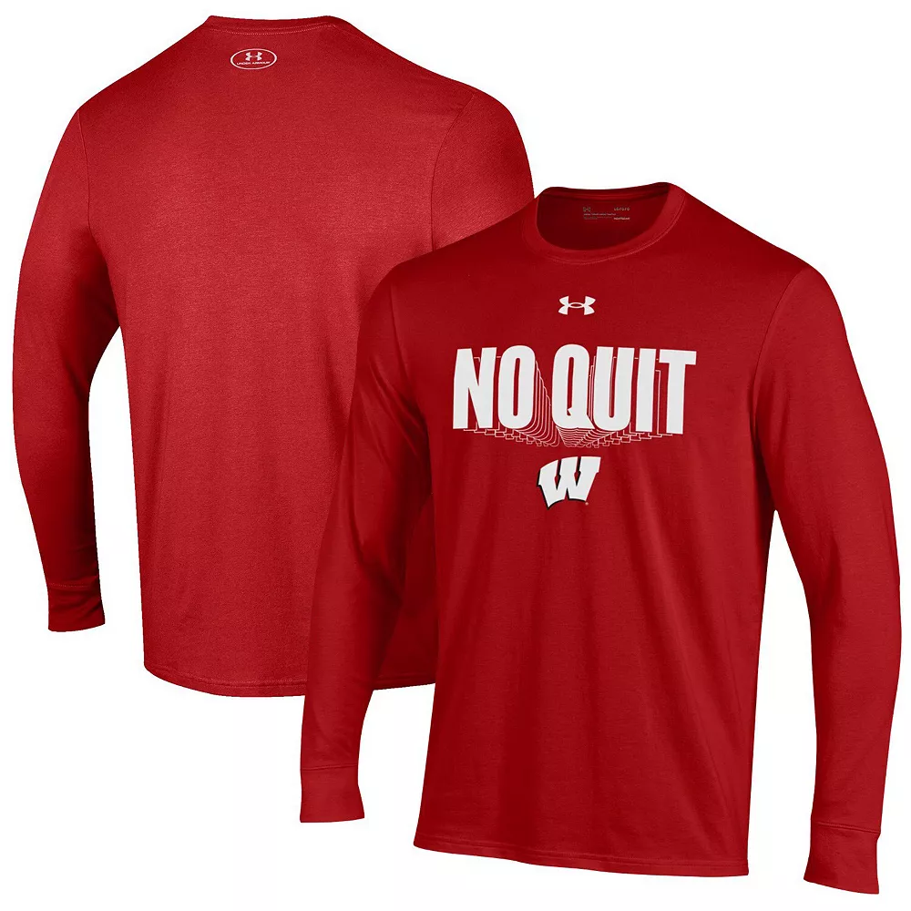 Men's Under Armour Red Wisconsin Badgers Shooter Performance Long Sleeve T-Shirt - Image 2