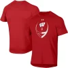 Men's Under Armour Red Wisconsin Badgers Football Icon Raglan T-Shirt