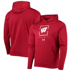 Men's Under Armour Red Wisconsin Badgers Football Fleece Pullover Hoodie