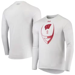 Men's Under Armour White Wisconsin Badgers Football Icon Raglan Long Sleeve T-Shirt