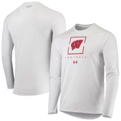 Men's Under Armour White Wisconsin Badgers Football Raglan Long Sleeve T-Shirt