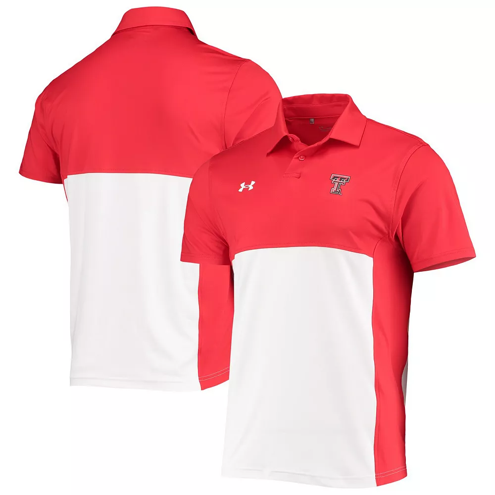 Men's Under Armour Red/White Texas Tech Red Raiders 2022 Blocked Coaches Performance Polo - Image 2