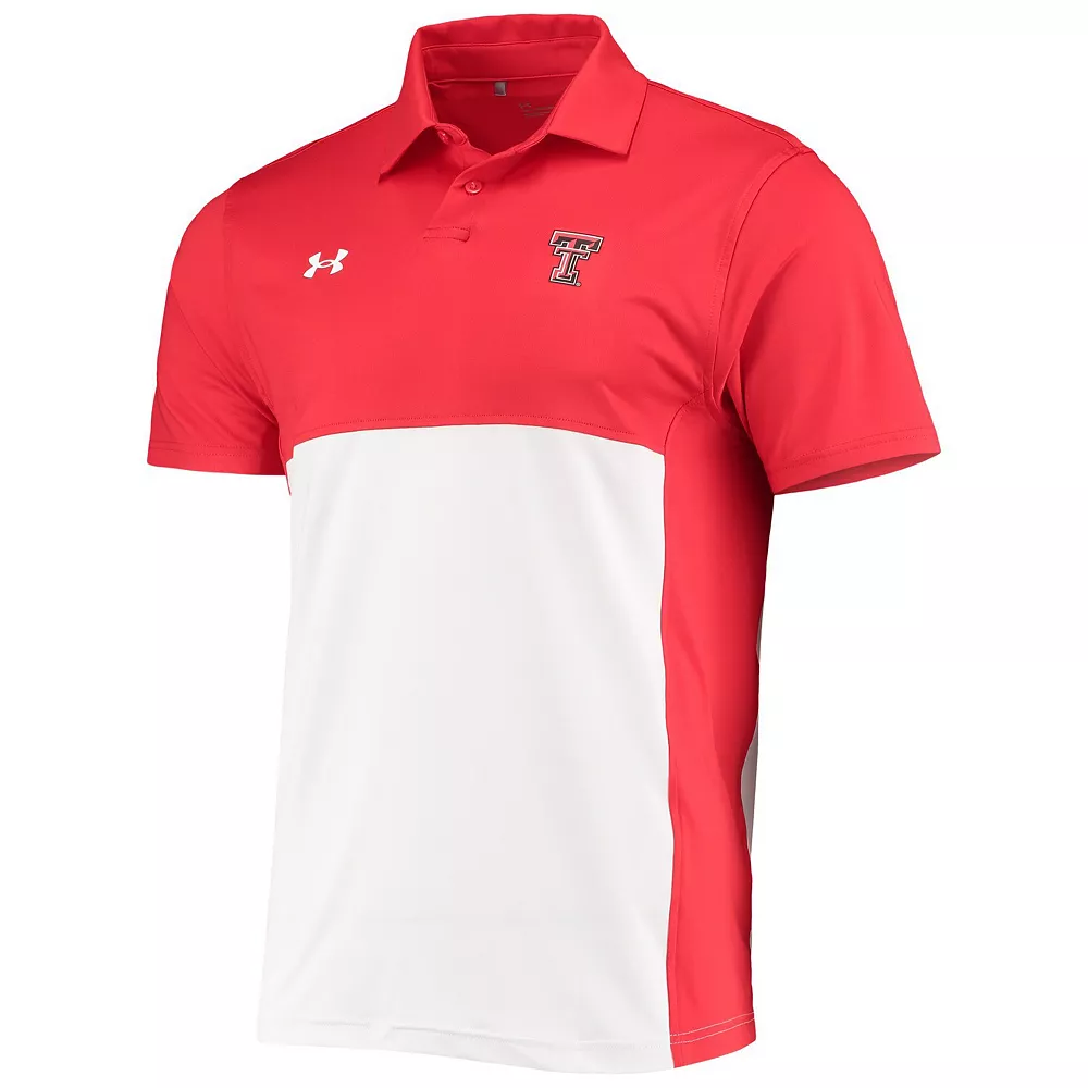 Men's Under Armour Red/White Texas Tech Red Raiders 2022 Blocked Coaches Performance Polo - Image 3