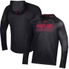 Men's Under Armour Black Maryland Terrapins Performance Raglan Sideline Hooded Long Sleeve T-Shirt