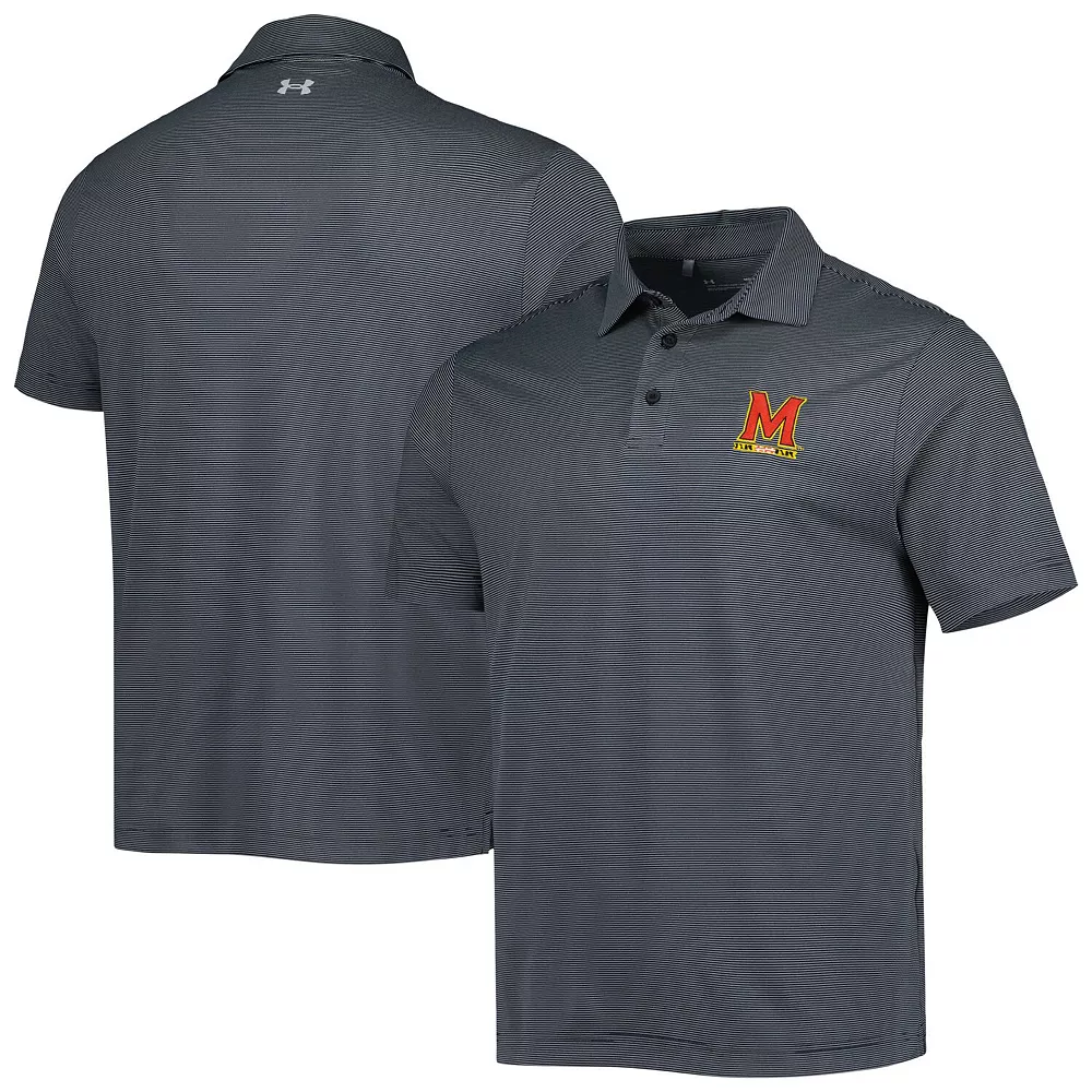 Men's Under Armour Black Maryland Terrapins Green Trail Stripe Polo - Image 2