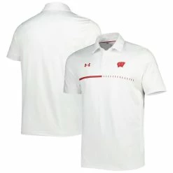Men's Under Armour White Wisconsin Badgers Title Performance Polo