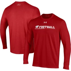 Men's Under Armour Red Wisconsin Badgers 2022 Sideline Football Long Sleeve T-Shirt