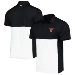 Men's Under Armour Black/White Texas Tech Red Raiders Green Blocked Polo Performance Polo