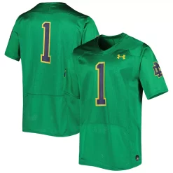 Men's Under Armour #1 Green Notre Dame Fighting Irish Team Wordmark Replica Football Jersey