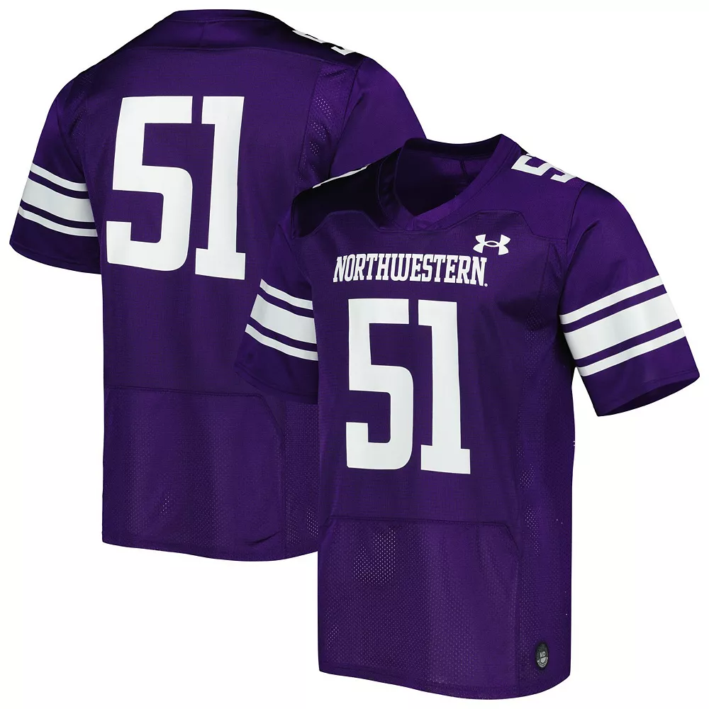 Men's Under Armour #51 Purple Northwestern Wildcats Team Wordmark Replica Football Jersey