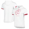 Men's Under Armour White Wisconsin Badgers On-Court Raglan Hoodie T-Shirt
