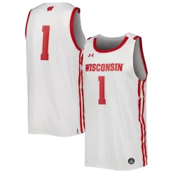 Men's Under Armour White Wisconsin Badgers Replica Basketball Jersey
